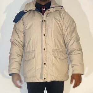 Cream and blue vintage puffer